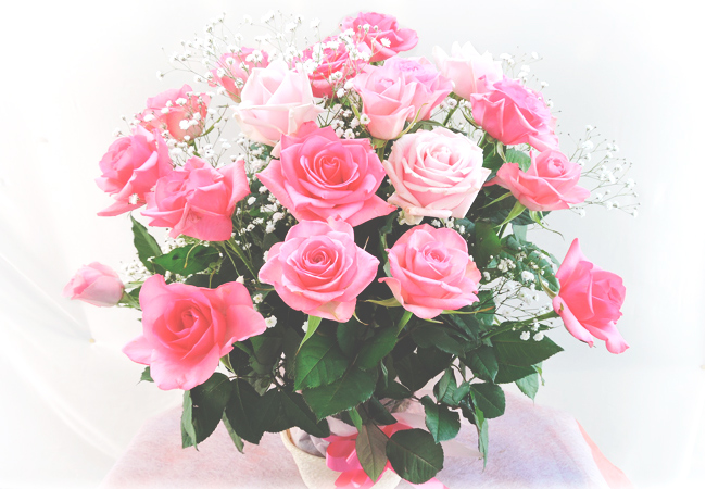 Webサイト開設周年 バラの花束 バラの花カゴ生産園直送通販店